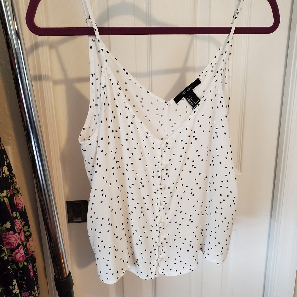 Forever 21, Size S, White w/blue stars tank top
